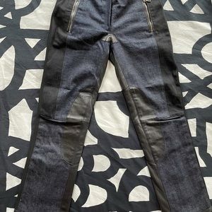 RAG BONE PANEL ILFORD LEATHER DENIM BIKER JEANS BLACK NEW USA SIZE 2